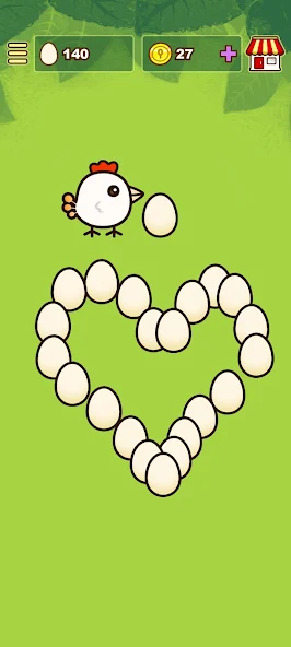 Screenshot permainan ayam - formasi hati